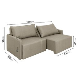 Sofá Cama Baraúna Retrátil e Reclinável 3 lugares 1,80m em Linho CabeCasa MadeiraMadeira - 3