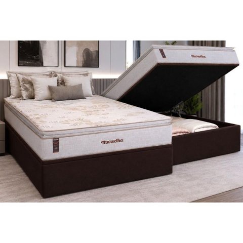 Cama Box Baú Crc Casal +Colchão Molas Ensacadas Marselha Hellen 138