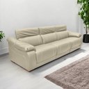 Ver imagem 2 de Sofá Elétrico Reclinável Sala de Estar Concepción U076 308cm Modulado Botão Touch Couro Bege Claro G