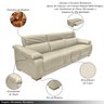 Sofá Elétrico Reclinável Sala de Estar Concepción U076 308cm Modulado Botão Touch Couro Bege Claro G - 3