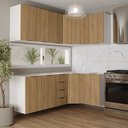 Ver imagem 1 de Cozinha Planejada 6 Peças sem Tampo 3 Aéreos 6 Portas e 3 Balcões Ipanema CabeCasa MadeiraOriginals Marrom/Acácia