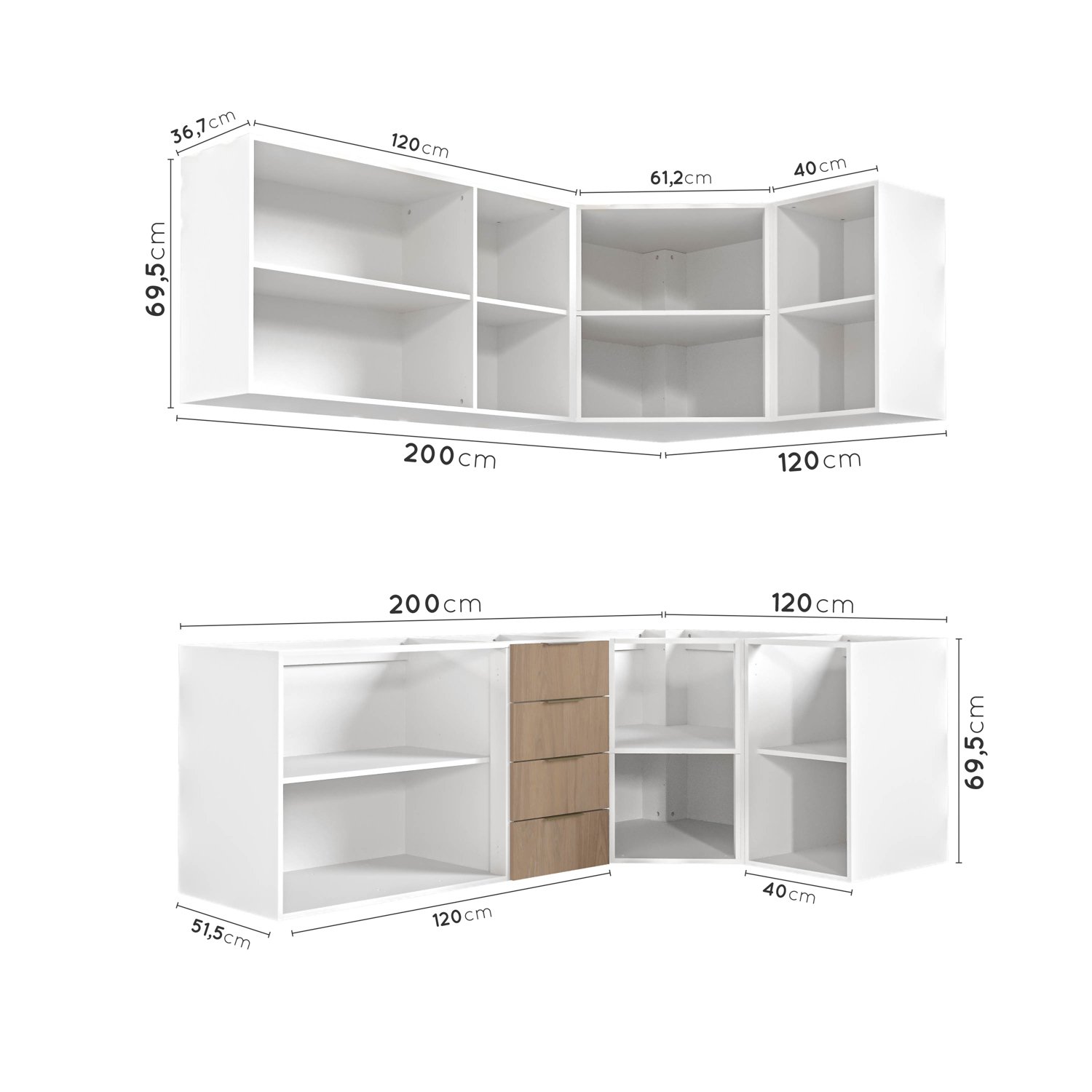 Cozinha Modulada 6 Peças sem Tampo 3 Aéreos 6 Portas e 3 Balcões Ipanema CabeCasa MadeiraMadeira - 6