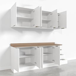 Cozinha Modulada 4 Peças com Tampo 2 Aéreos 5 Portas e 2 Balcões Ipanema CabeCasa MadeiraMadeira - 11