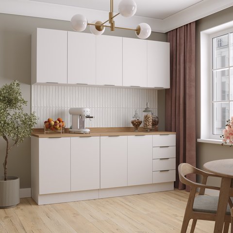 Cozinha Modulada 4 Peças com Tampo 2 Aéreos 5 Portas e 2 Balcões Ipanema CabeCasa MadeiraOriginals