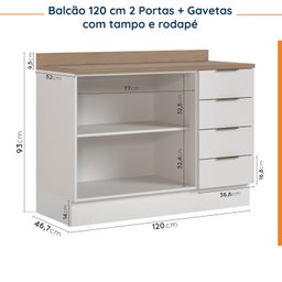 Cozinha Modulada 4 Peças com Tampo 2 Aéreos 5 Portas e 2 Balcões Ipanema CabeCasa MadeiraMadeira - 17