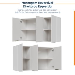 Cozinha Modulada 4 Peças com Tampo 2 Aéreos 5 Portas e 2 Balcões Ipanema CabeCasa MadeiraMadeira - 15