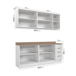 Cozinha Modulada 4 Peças com Tampo 2 Aéreos 5 Portas e 2 Balcões Ipanema CabeCasa MadeiraMadeira - 6