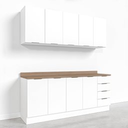 Cozinha Modulada 4 Peças com Tampo 2 Aéreos 5 Portas e 2 Balcões Ipanema CabeCasa MadeiraMadeira - 10