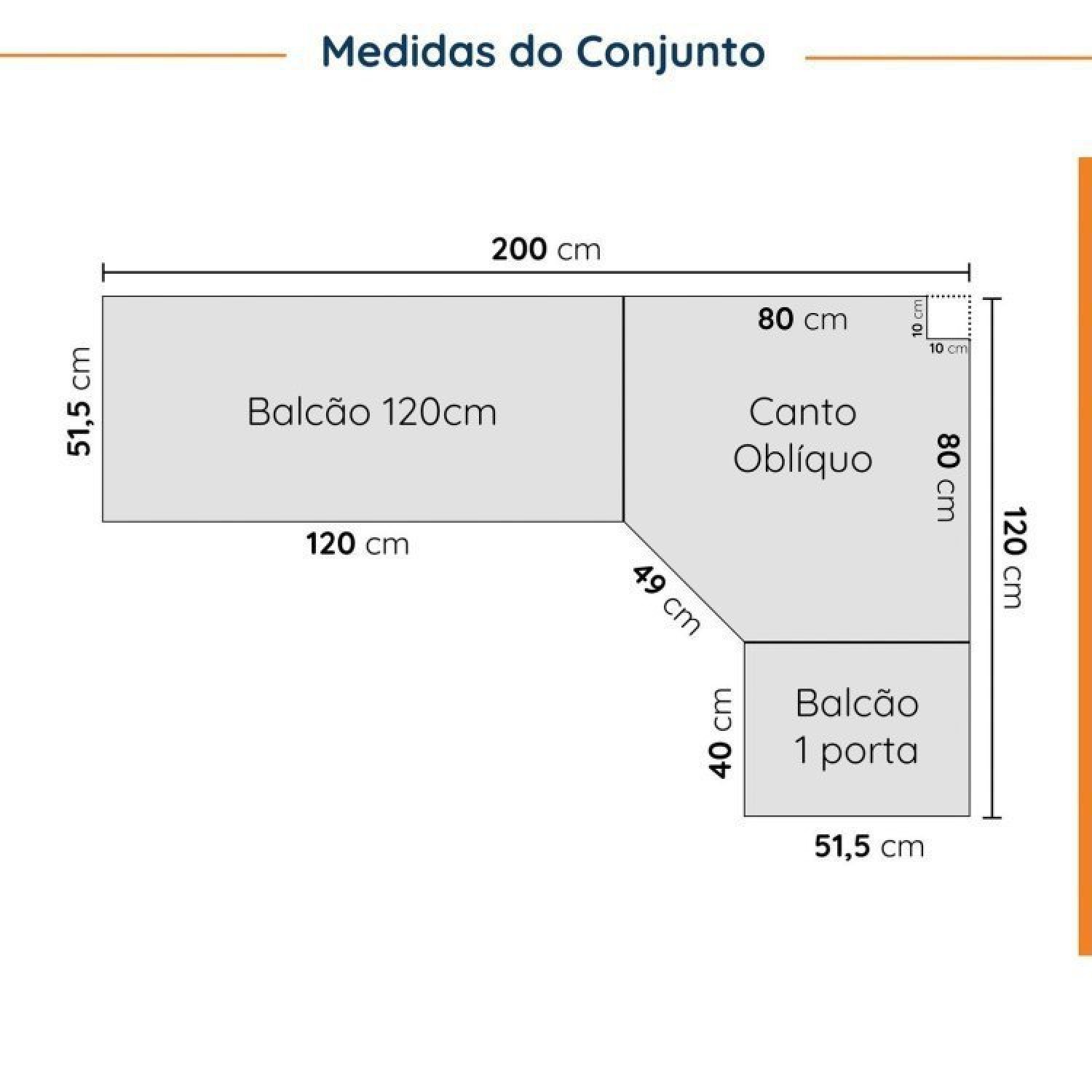 Cozinha Modulada 6 Peças sem Tampo 3 Aéreos 6 Portas e 3 Balcões Ipanema CabeCasa MadeiraMadeira - 4