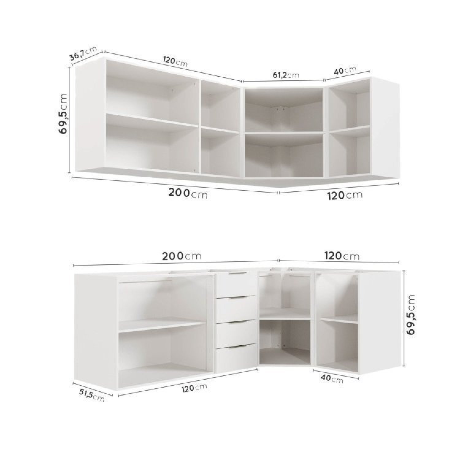 Cozinha Modulada 6 Peças sem Tampo 3 Aéreos 6 Portas e 3 Balcões Ipanema CabeCasa MadeiraMadeira - 6