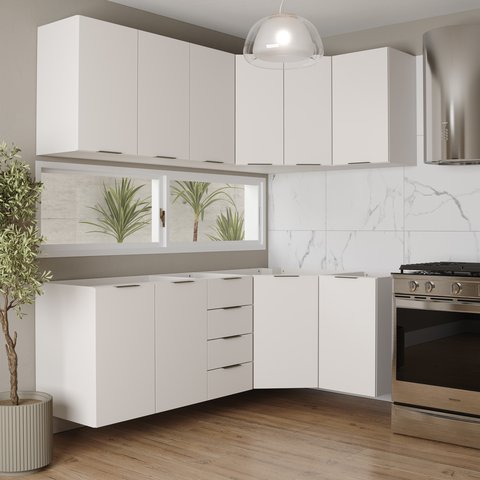 Cozinha Modulada 6 Peças sem Tampo 3 Aéreos 6 Portas e 3 Balcões Ipanema CabeCasa MadeiraOriginals