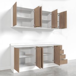 Cozinha Modulada 4 Peças com Tampo 2 Aéreos 5 Portas e 2 Balcões Ipanema CabeCasa MadeiraMadeira - 11