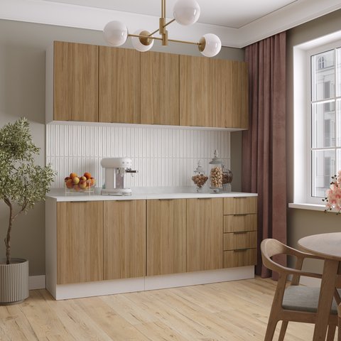 Cozinha Modulada 4 Peças com Tampo 2 Aéreos 5 Portas e 2 Balcões Ipanema CabeCasa MadeiraOriginals