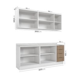 Cozinha Modulada 4 Peças com Tampo 2 Aéreos 5 Portas e 2 Balcões Ipanema CabeCasa MadeiraMadeira - 6