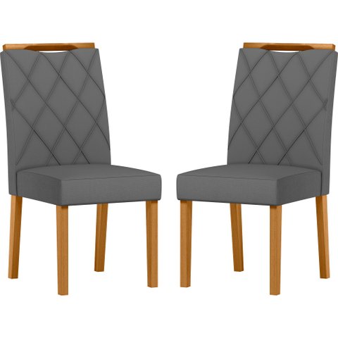 Conjunto com 2 Cadeiras de Jantar Estofada/sarah Ypê/veludo Cinza Ja02 - New Ceval 13056/341