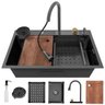 Cuba Goumert Pia Cozinha Cascata Torneira Luxo Bancada Premium Completo Aço Inox Lavador Copo Temper - 1
