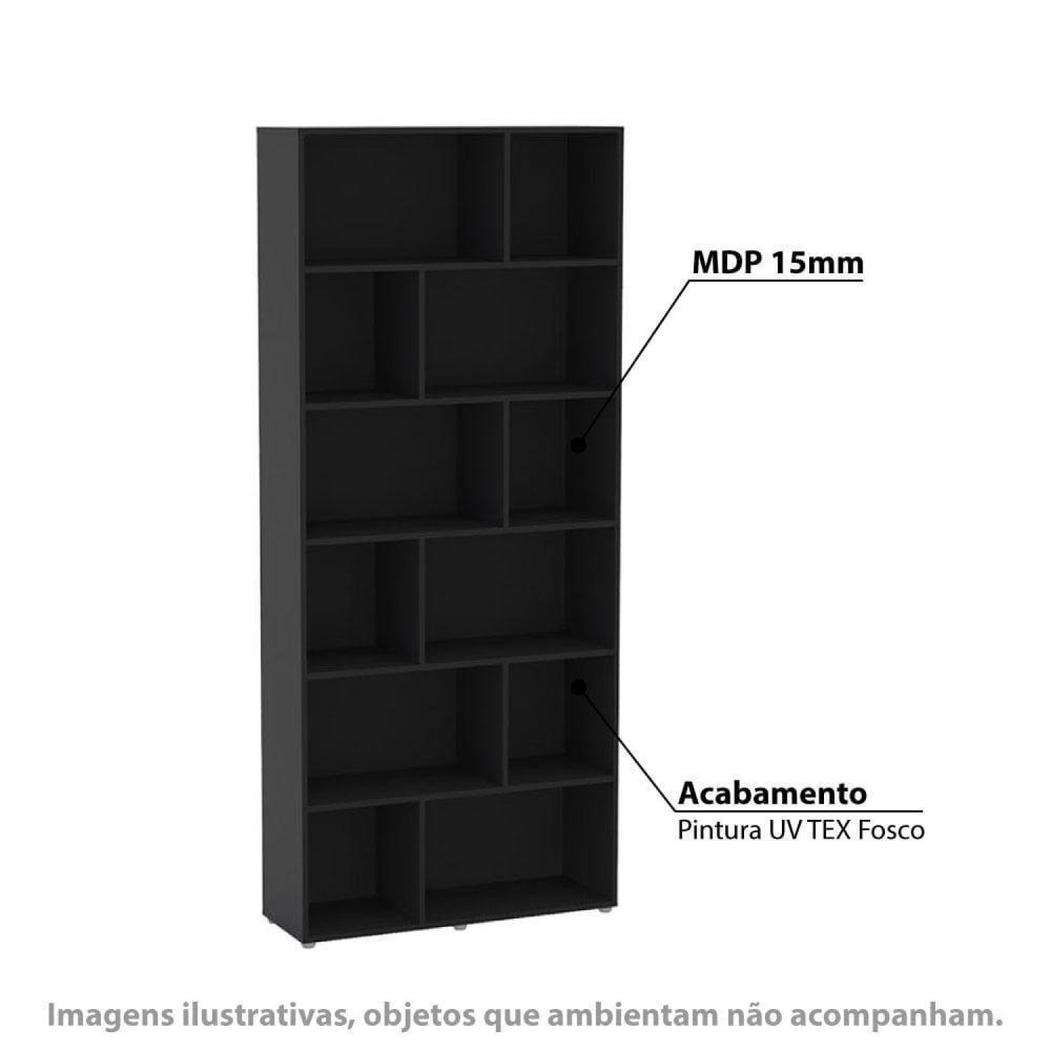 Estante para Livros com 12 Nichos Xangai 204cmx90cm - 3