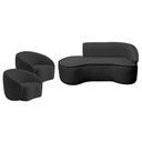 Ver imagem 2 de Kit Divã Recamier Orgânico Marrocos 180cm Lado Esquerdo e 2 Poltronas Amore Linho Preto