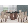 Conjunto de Sala de Jantar Tuboarte Isabel 100% MDF Tampo de Vidro Off Black com 6 cadeiras Bruna /  - 1