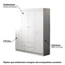 Ver imagem 3 de Quarto Infantil com 1 Guarda Roupa 4 Portas 2 Gavetas com 1 Cômoda 100% MDF Elisa