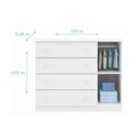 Ver imagem 7 de Quarto Infantil com 1 Guarda Roupa 4 Portas 2 Gavetas com 1 Cômoda 100% MDF Elisa