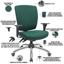 Ver imagem 4 de Cadeira de Escritório Diretor Office Base Giratória Cromada Alta Flexi P03 Poliéster Verde -