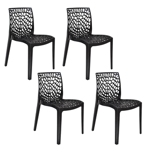 Cadeira Gruvyer Preta - Kit com 4