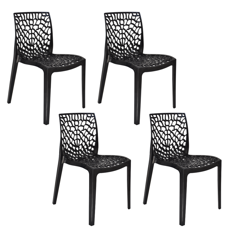 Cadeira Gruvyer Preta - Kit com 4
