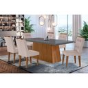 Ver imagem 1 de Conjunto: Mesa de Cozinha Luna C/ Tampo de Vidro Canto Curvo 180x90cm e 6 Cadeiras Imperatriz Imbuia