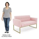 Ver imagem 5 de Sofá Namoradeira Base Industrial Dourado Ana Suede Rosa Bebê - Ibiza