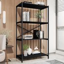 Ver imagem 2 de Estante Livreiro Steel 90cm Estilo Industrial com Pés em Aço Preto/preto