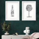 Ver imagem 1 de Kit 2 Quadros Cerveja e Vinho Minimalista - 60x48cm:madeira Preta