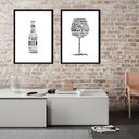 Ver imagem 2 de Kit 2 Quadros Cerveja e Vinho Minimalista - 60x48cm:madeira Preta