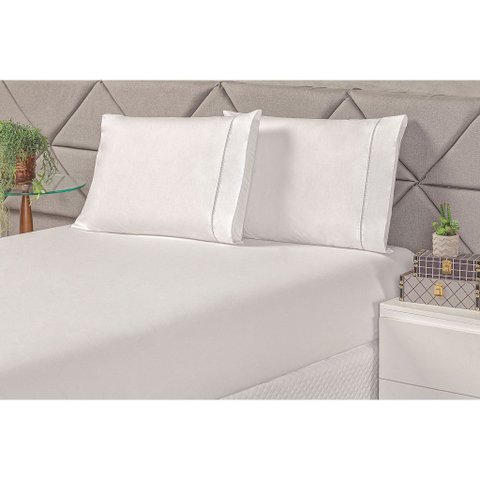 Jogo de Cama Laura Casal Queen 3 Peças:branco