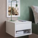 Ver imagem 2 de Mesa de Cabeceira Suspensa 1 Gaveta B87 Branco Novam