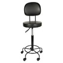 Ver imagem 3 de Cadeira Mocho Alto Preta Estética Giratória Maca com Encosto Altura Maxima 79cm