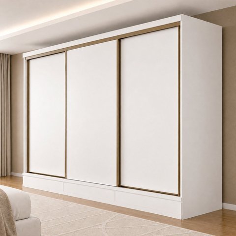 Guarda Roupa Casal 3 Portas de Correr com 6 Gavetas 100%MDF Pleno