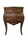 Ver imagem 1 de Cômoda Bombê 3 Gavetas com Marchetaria e Tampo de Mármore com Detalhes em Bronze