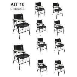 Kit 10 Cadeiras Escolar Preta com Porta Livros - Mastcmol - 1