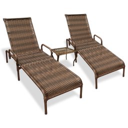 Kit 2 Espreguiçadeiras Catar com Regulagem e Mesa de Centro para Piscina - 1