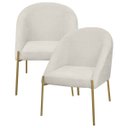 Ver imagem 1 de Kit 2 Banqueta Poltrona Lua Pé Metal Bouclê Ideal para Sala Penteadeira ou Salão:bege Claro