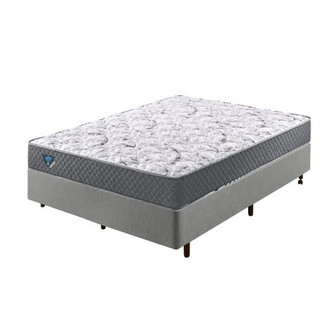 Cama Box Casal 138x188 com Colchão Molas Ensacadas Ecoflex Courino Linho