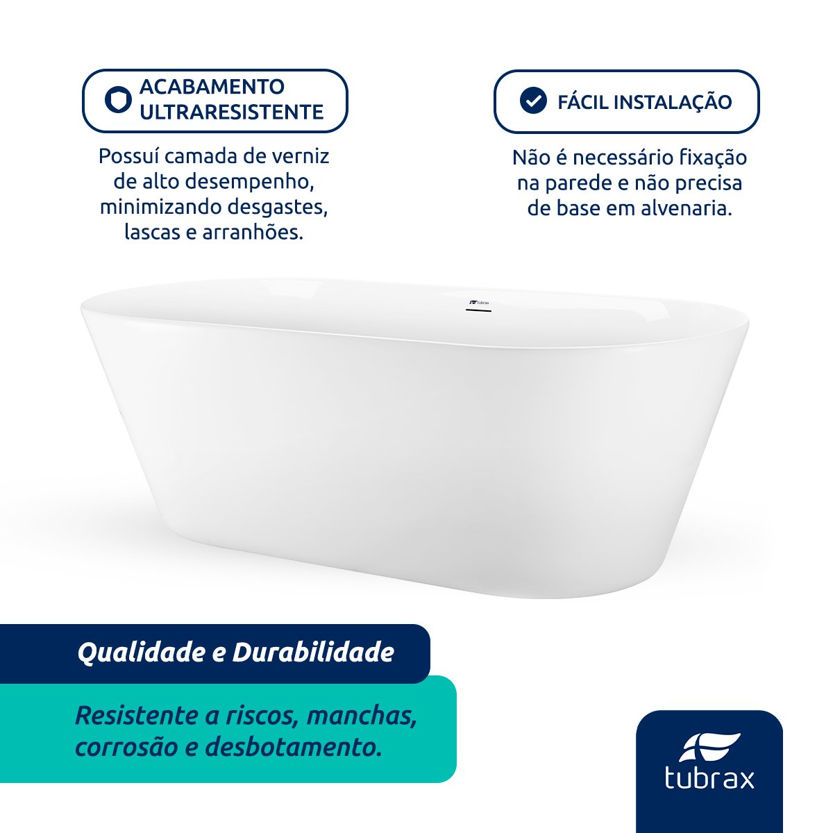 Banheira de Imersão Freestanding Acrílico Modelo Capri Tubrax - Nab0002 - 4