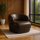 Ver imagem 1 de Poltrona de Couro Legítimo Giratória Gana