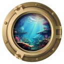 Ver imagem 1 de Adesivo de Parede Infantil Janela Fundo do Oceano 3d