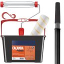 Ver imagem 1 de Bandeja para Pintura 10l com Alça + Suporte Garfo + Rolo de Pintura 23cm 10mm + Cabo Extensor 1,28m