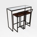 Ver imagem 2 de Bancada Cozinha Balcão Gourmet 120cm Vidro com 2 Banquetas Estofada Pt