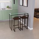 Ver imagem 1 de Bancada Cozinha Balcão Gourmet 120cm Vidro com 2 Banquetas Estofada Pt