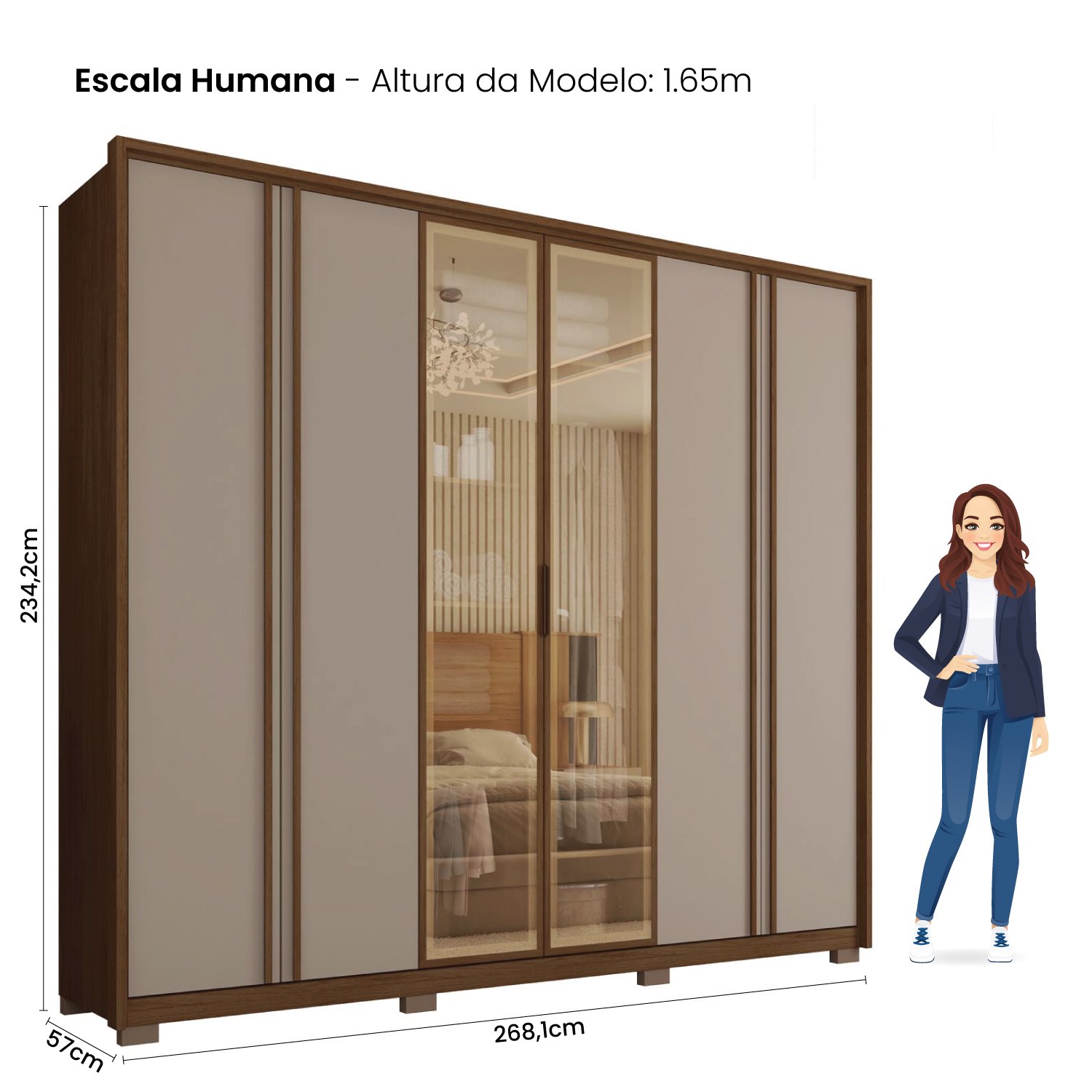 Guarda Roupa Casal 6 Portas 4 Gavetas Suburban Reflex - 5