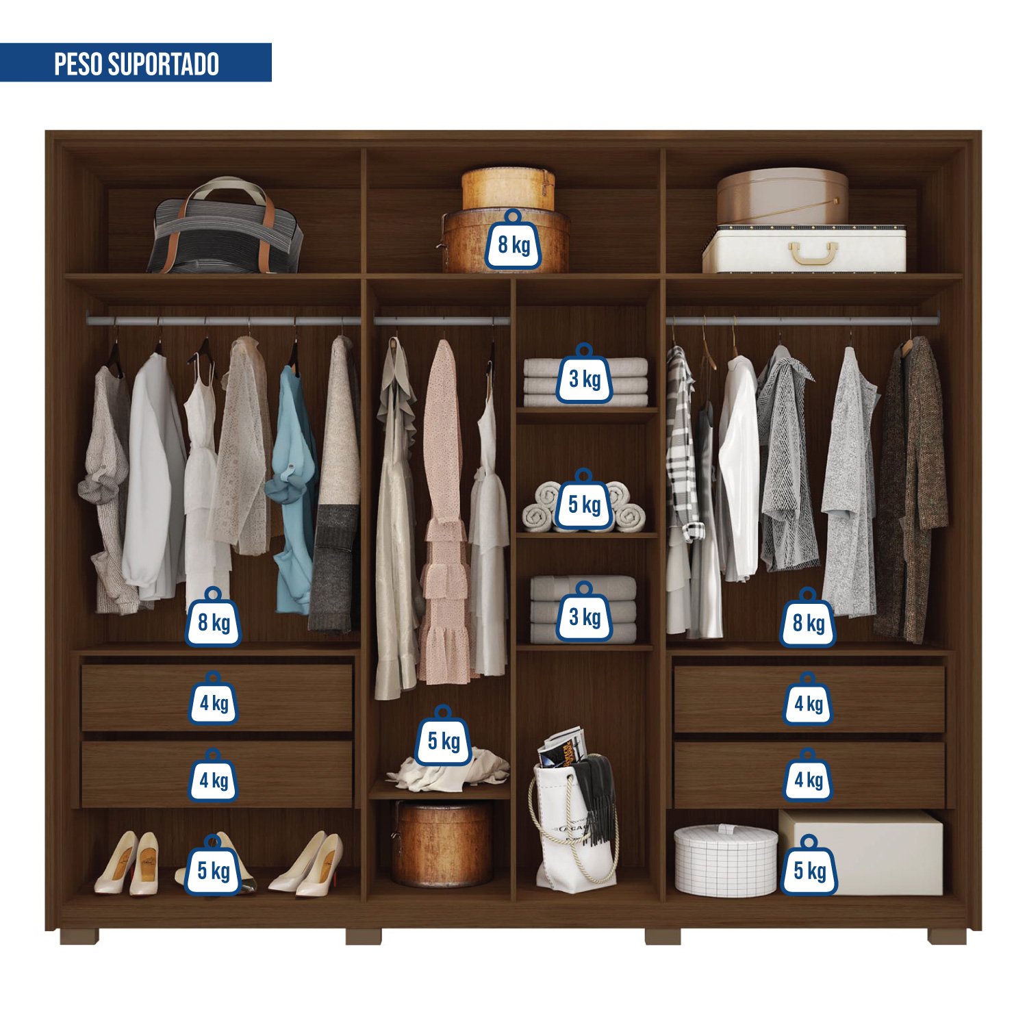 Guarda Roupa Casal 6 Portas 4 Gavetas Suburban Reflex - 8